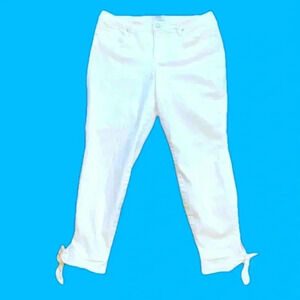 Crown & Ivy White Tie Leg Stretch Jeans Size 14